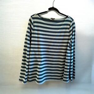 Ann Taylor Like New Green Striped Long Sleeve Top